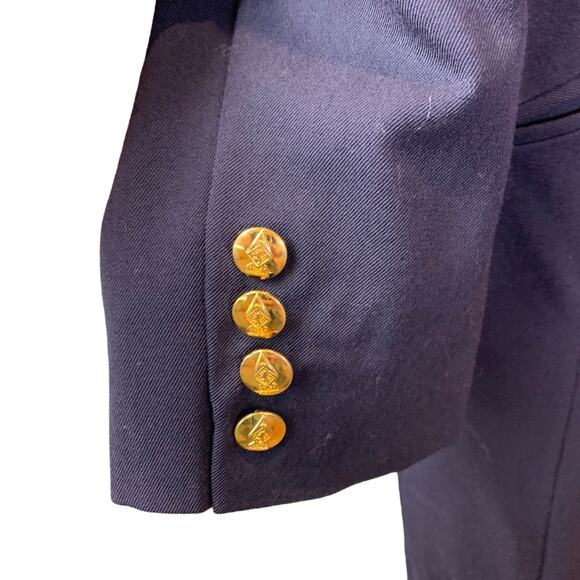 Austin Reed Coat‎ Womens 12 Navy Blue Worsted Wool Double Breasted Gold Buttons - Picture 3 of 9